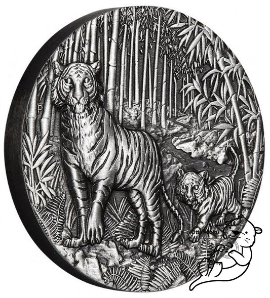 Lunar III Tiger 2 oz Silbermünze Antik Finish 2022