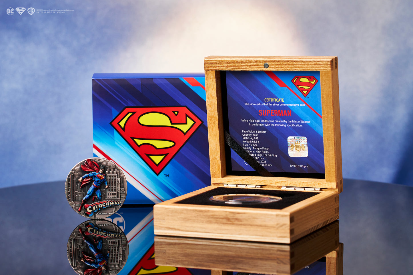Superman™ - DC Comics™ - 2 oz Silbermünze 2023 - Antik Finish High Relief Coloriert
