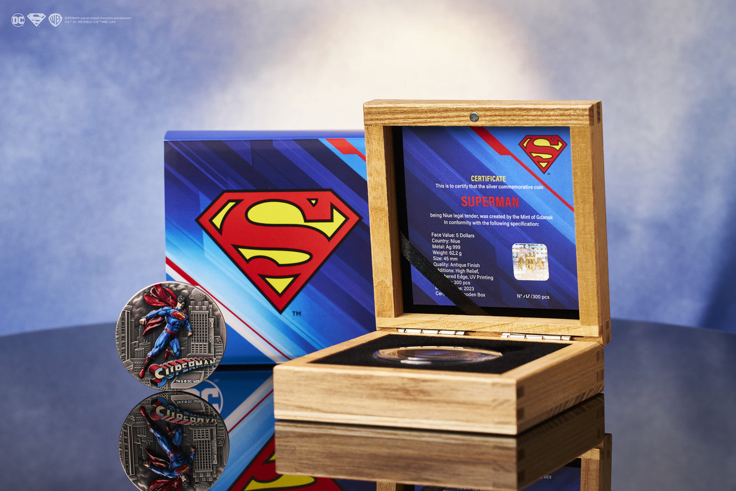 Superman™ - DC Comics™ - 2 oz Silbermünze 2023 - Antik Finish High Relief Coloriert