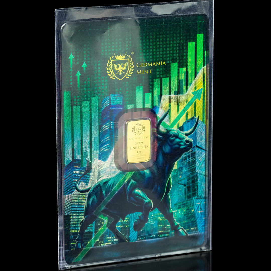 Germania Mint - Bull & Bear - Bulle und Bär - 1 Gramm Goldbarren im Safepack**
