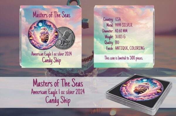 American Eagle Masters of the Seas Candy Ship Color 1oz Silber 2024*