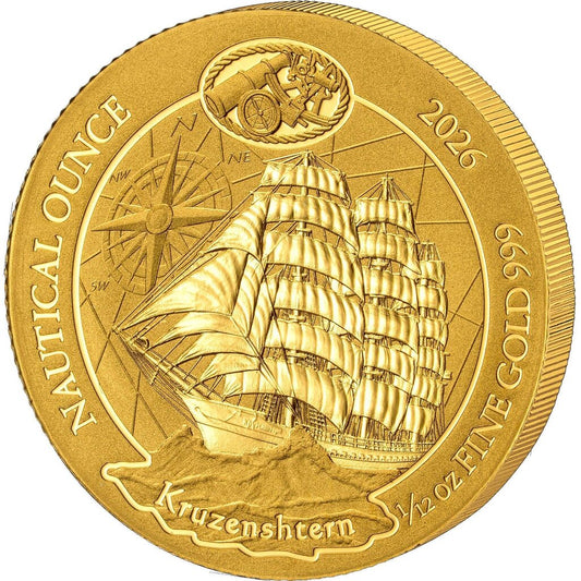 Ruanda Nautical Ounce - Kruzenshtern - 2026 1/12 oz Goldmünze BU**