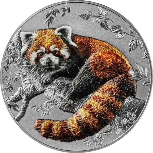 RED PANDA - #3. - Representatives of the Specie - Germania Mint 2 oz Silbermünze Ruthenium High Relief***