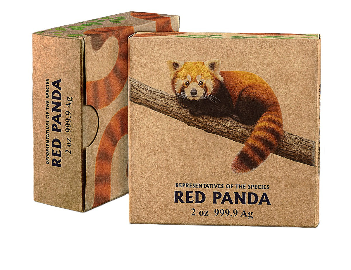 RED PANDA - #3. - Representatives of the Specie - Germania Mint 2 oz Silbermünze Ruthenium High Relief***