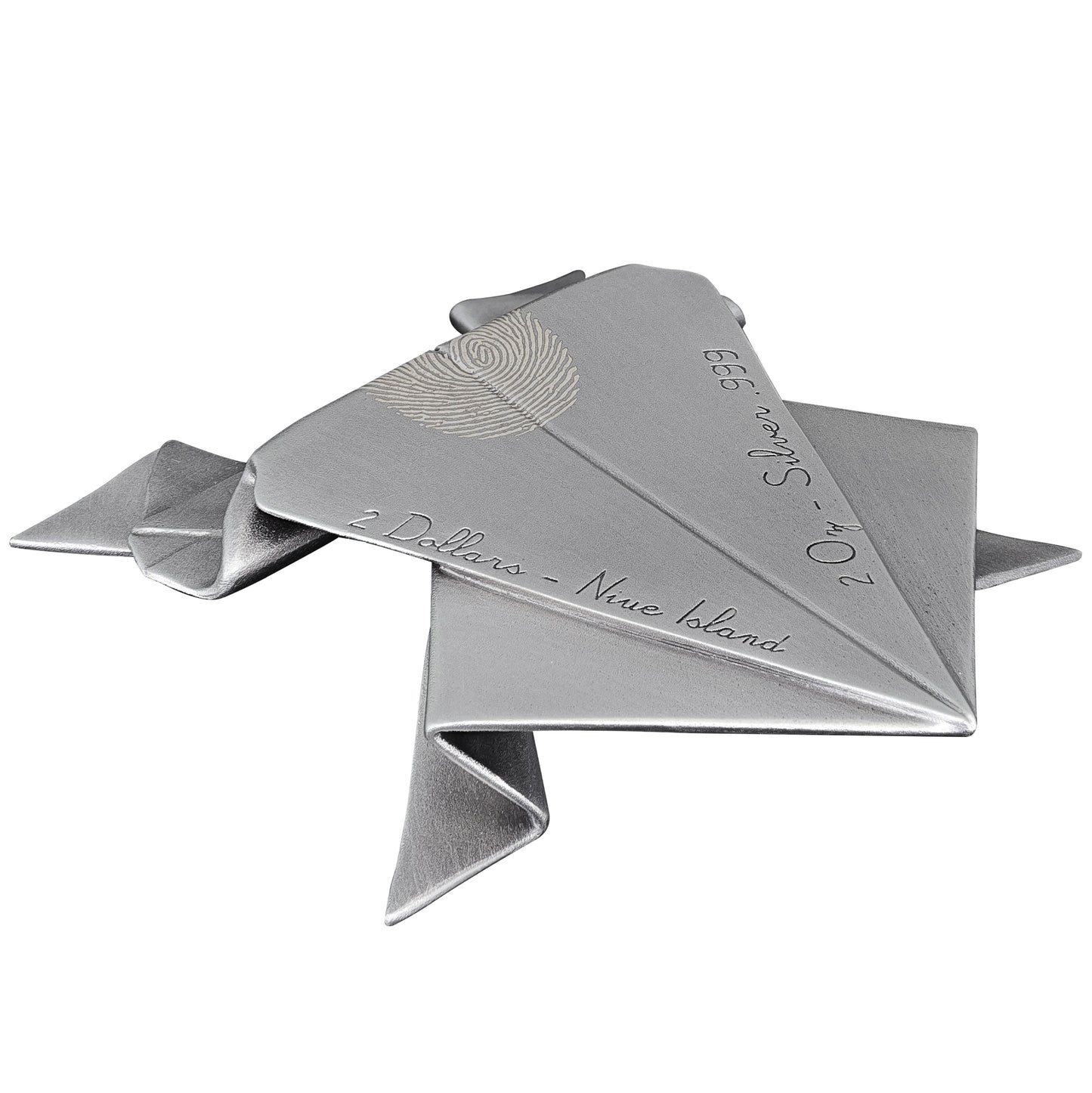 Folded Dreams - (3.) Paper Frog - 2 oz Silbermünze Antik Finish