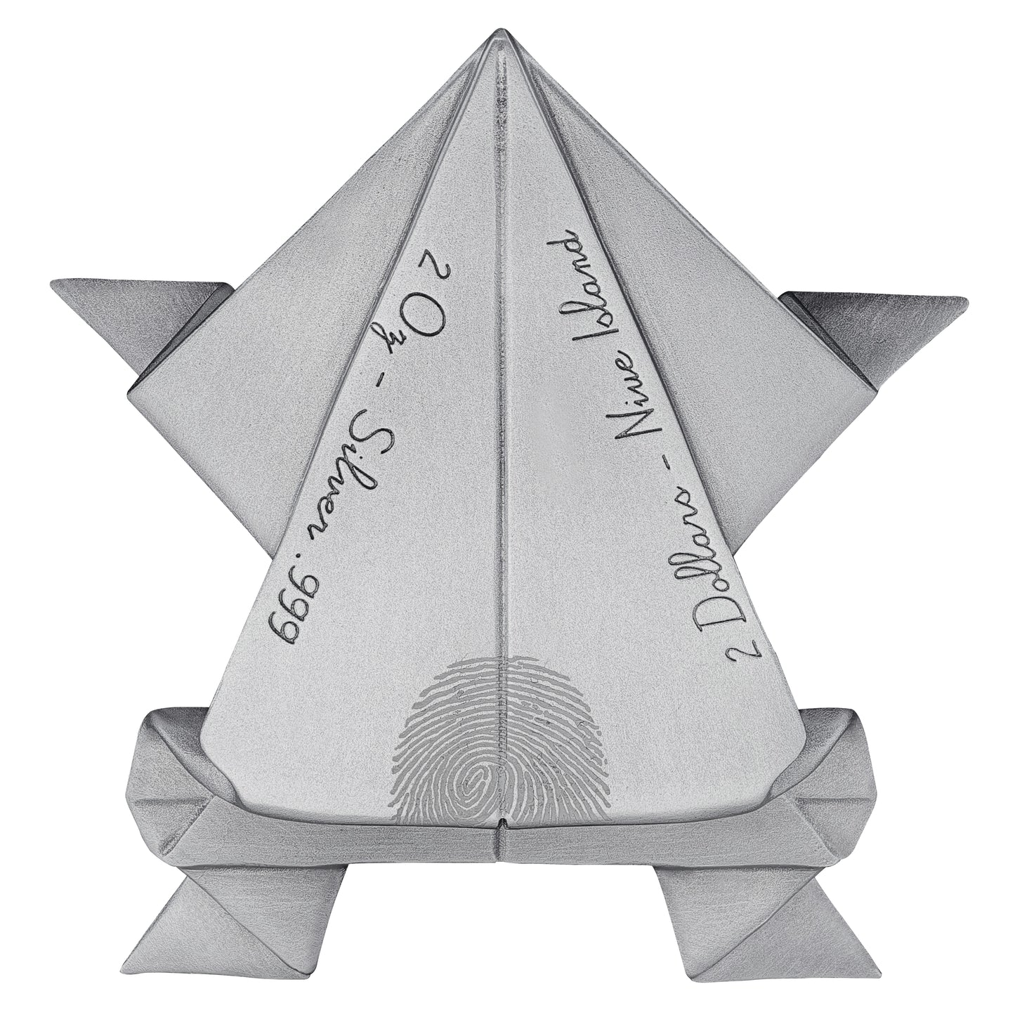 Folded Dreams - (3.) Paper Frog - 2 oz Silbermünze Antik Finish