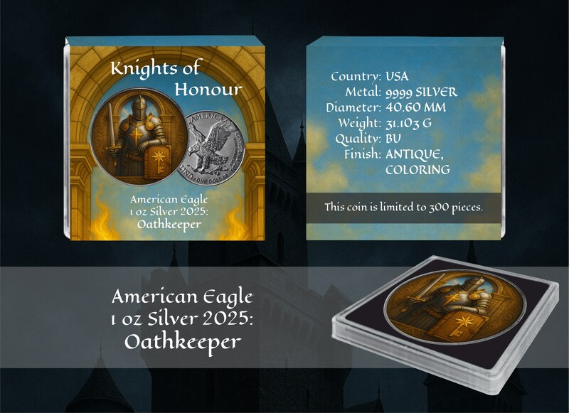 USA ASE Knights of Honour - Oathkeeper - 2025 - Color Farbe 1 oz Silbermünze