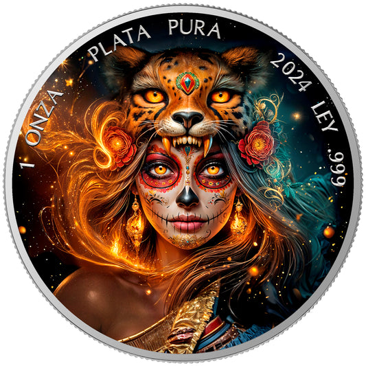 Mexico Libertad 2024 - Dia de los Muertos - #Ocelotl Warrior - 1 oz Silbermünze***
