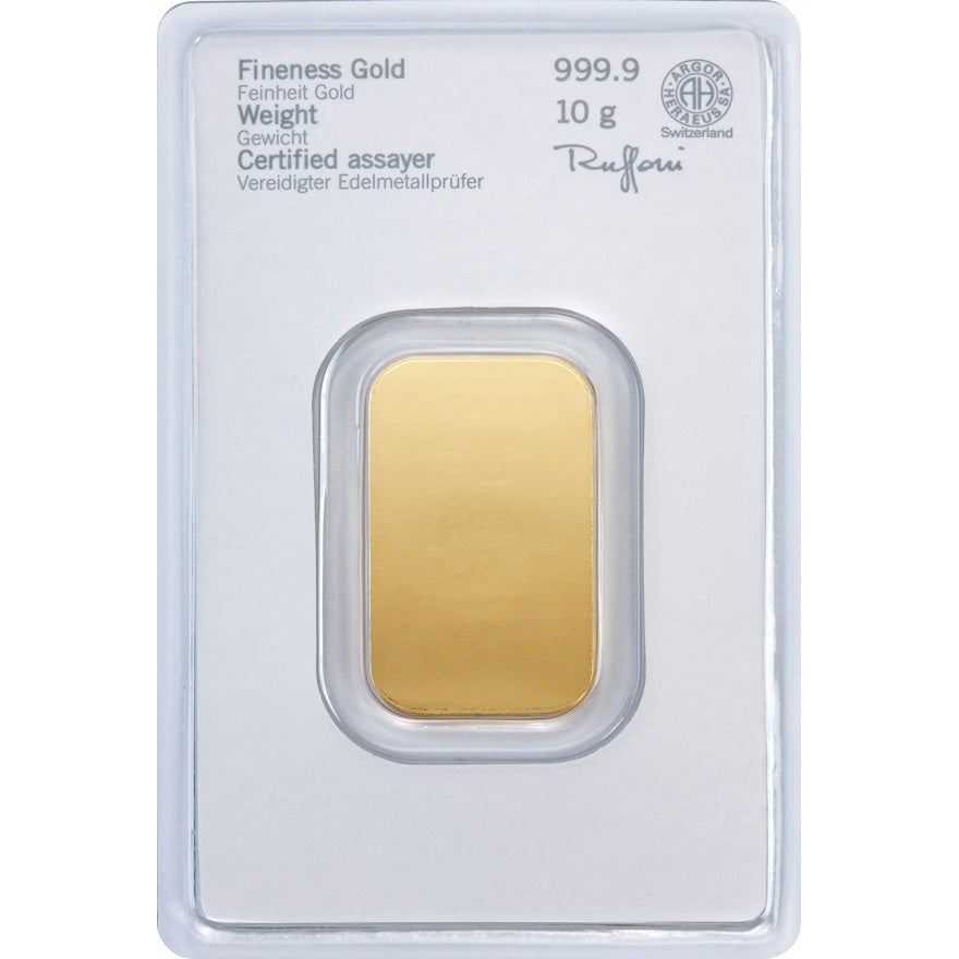 Goldbarren 10 Gramm Heraeus 999 Feingold im Blister mit Zertifkat**