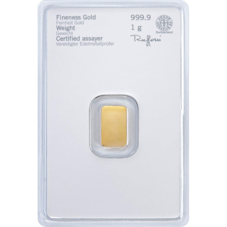 Goldbarren 1 Gramm Heraeus 999 Feingold im Blister mit Zertifkat**