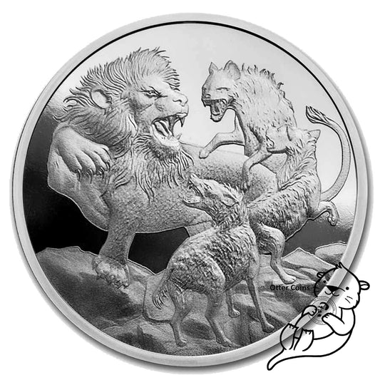 Predators: Lion vs Hyenas 1 Oz Silbermünze 2022*