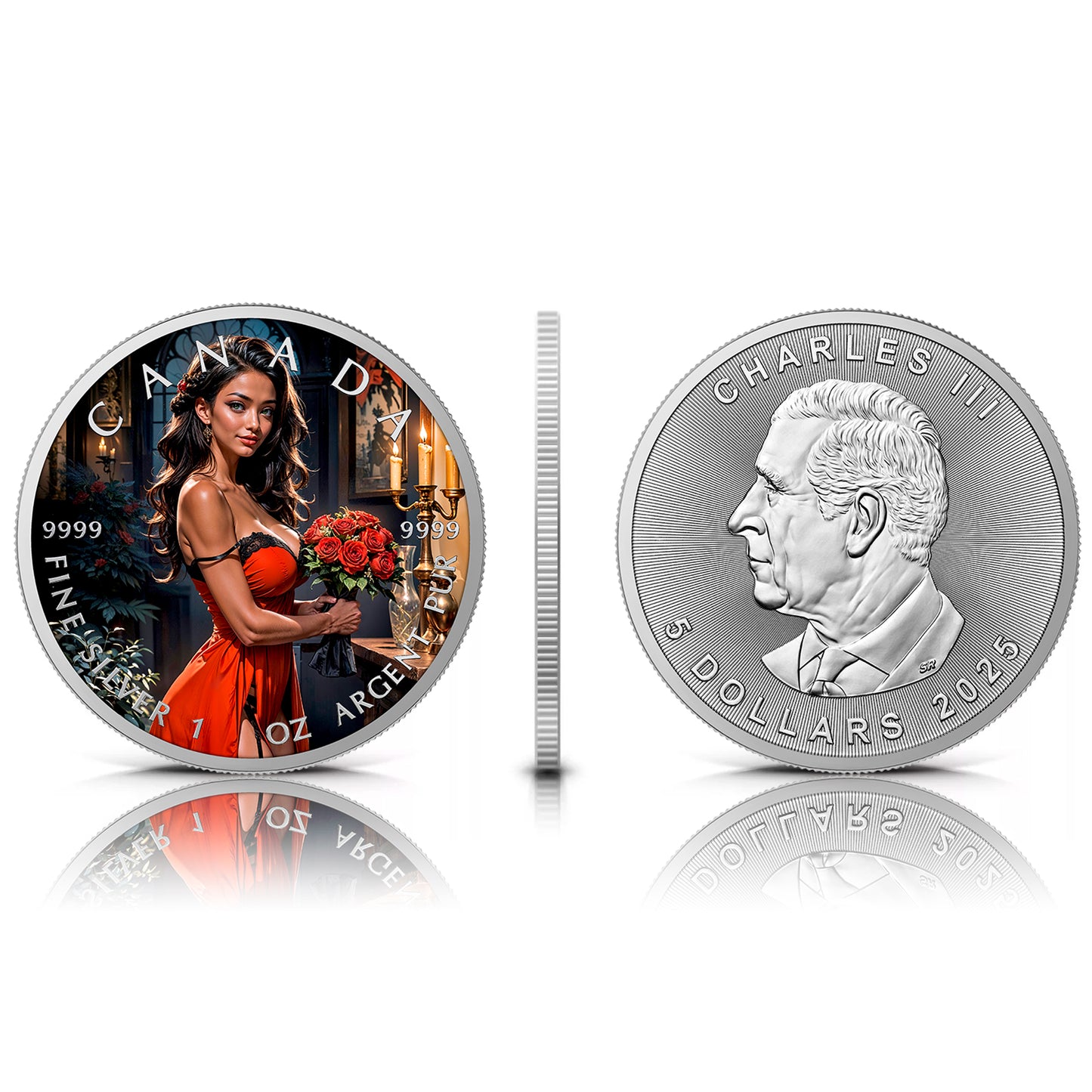 Canada 2025 - Red Roses - 1 oz Silbermünze Farbe