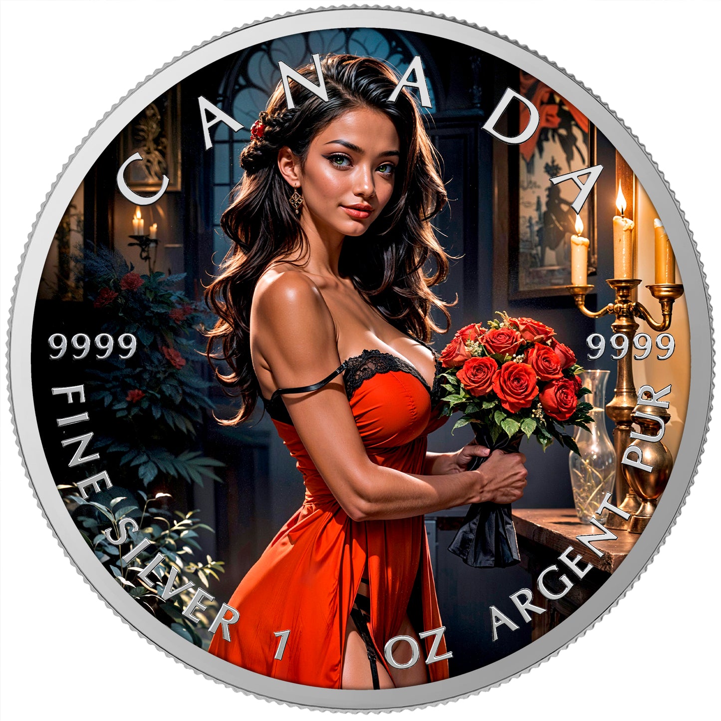 Canada 2025 - Red Roses - 1 oz Silbermünze Farbe