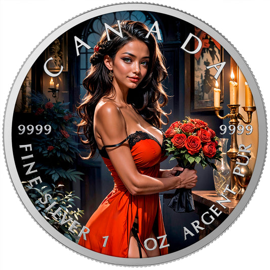 Canada 2025 - Red Roses - 1 oz Silbermünze Farbe