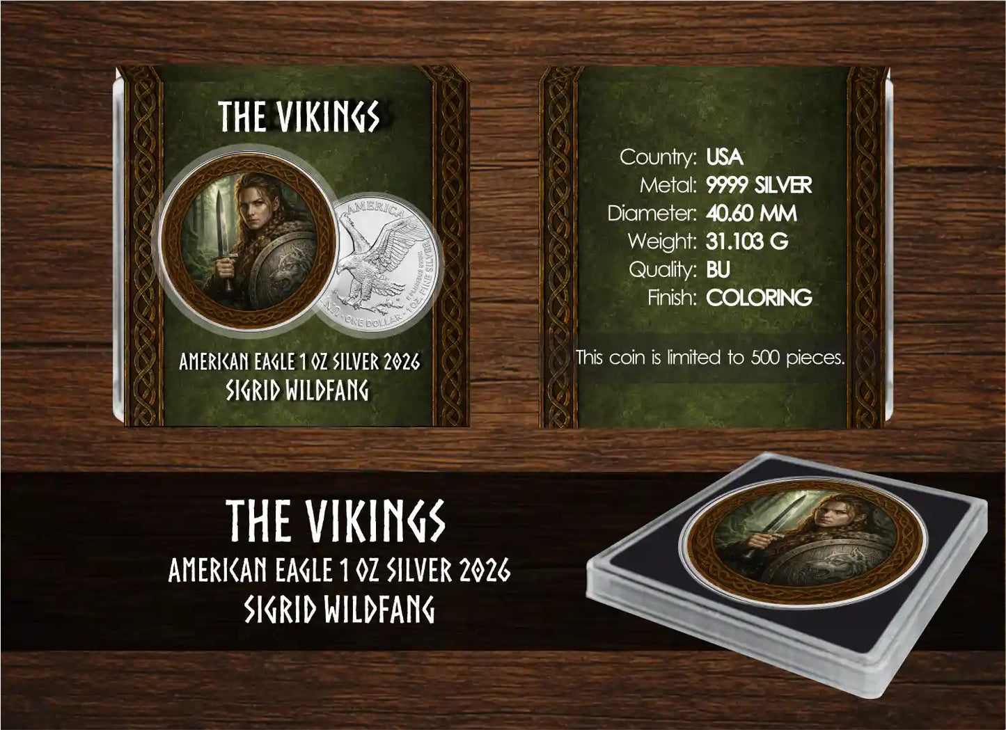 American Silver Eagle - The Vikings - Sigrid Wildfang - 2026 - Color Farbe 1 oz Silbermünze