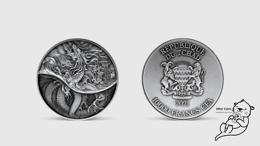 Ao Shun/ Black Dragon Drache 2021 2oz Silbermünze*