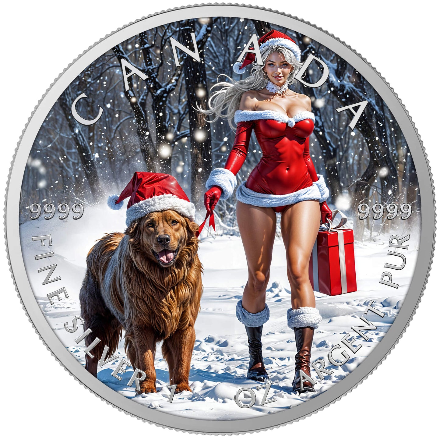 Canada 2025 - Santa & Doggy - 1 oz Silbermünze Farbe***