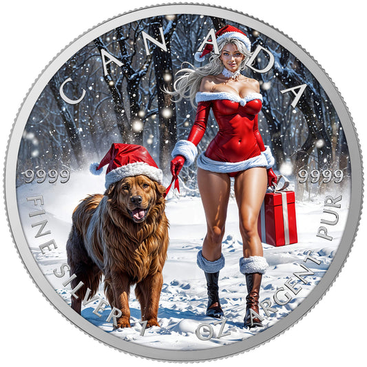 Canada 2025 - Santa & Doggy - 1 oz Silbermünze Farbe***