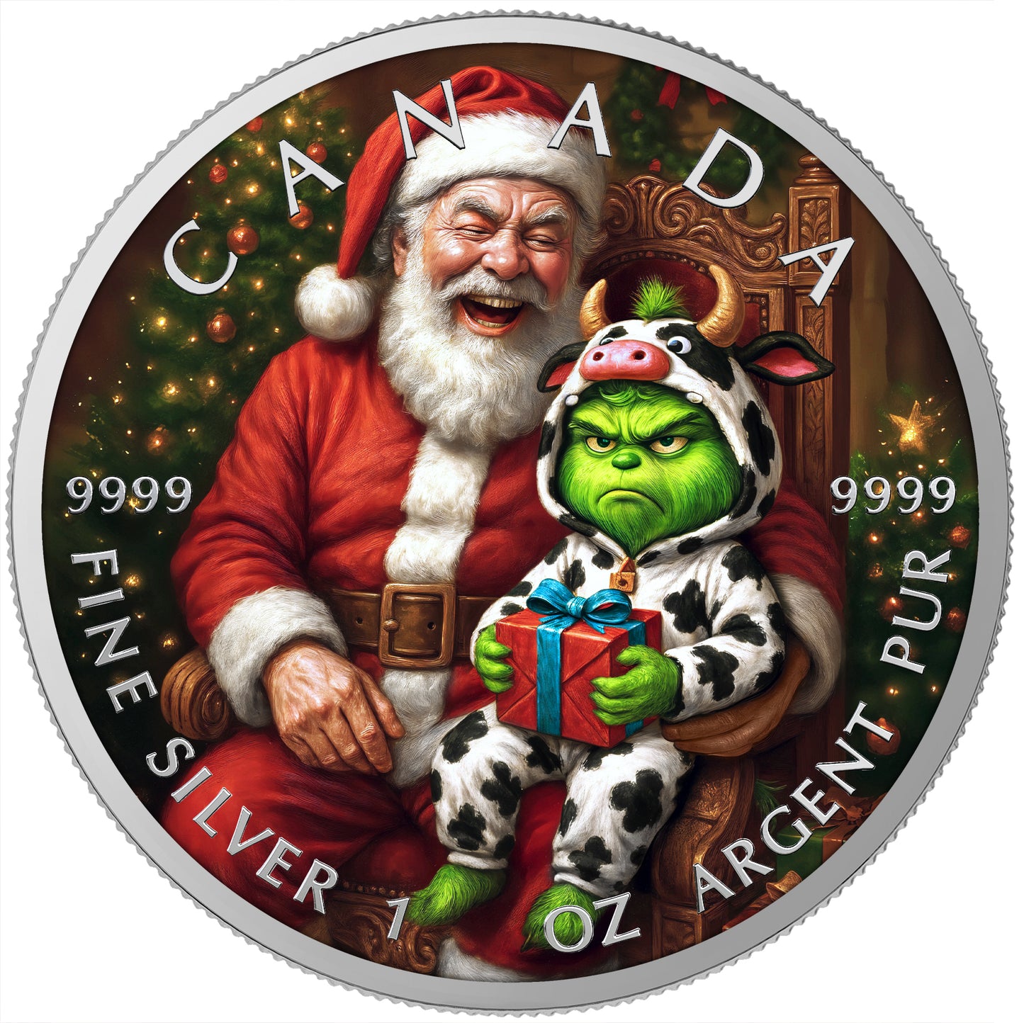 Canada 2025 - Santa & Grinch - 1 oz Silbermünze Farbe