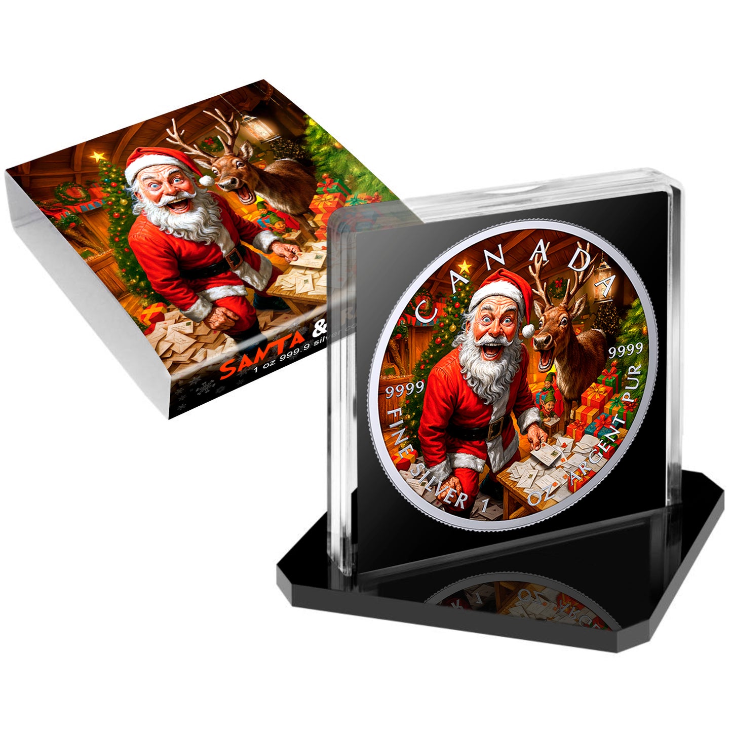 Canada 2025 - Santa & Reno - 1 oz Silbermünze Farbe***