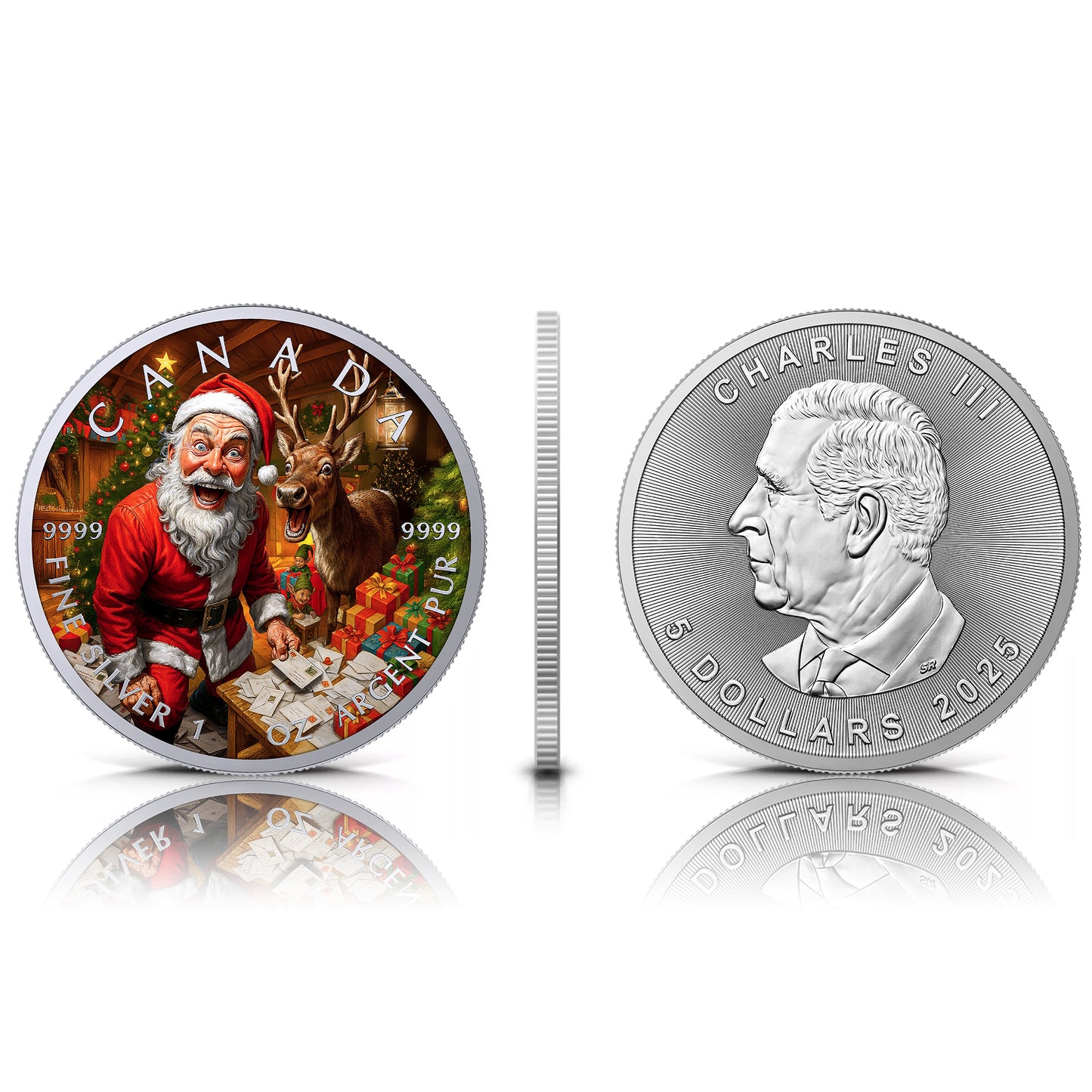 Canada 2025 - Santa & Reno - 1 oz Silbermünze Farbe***