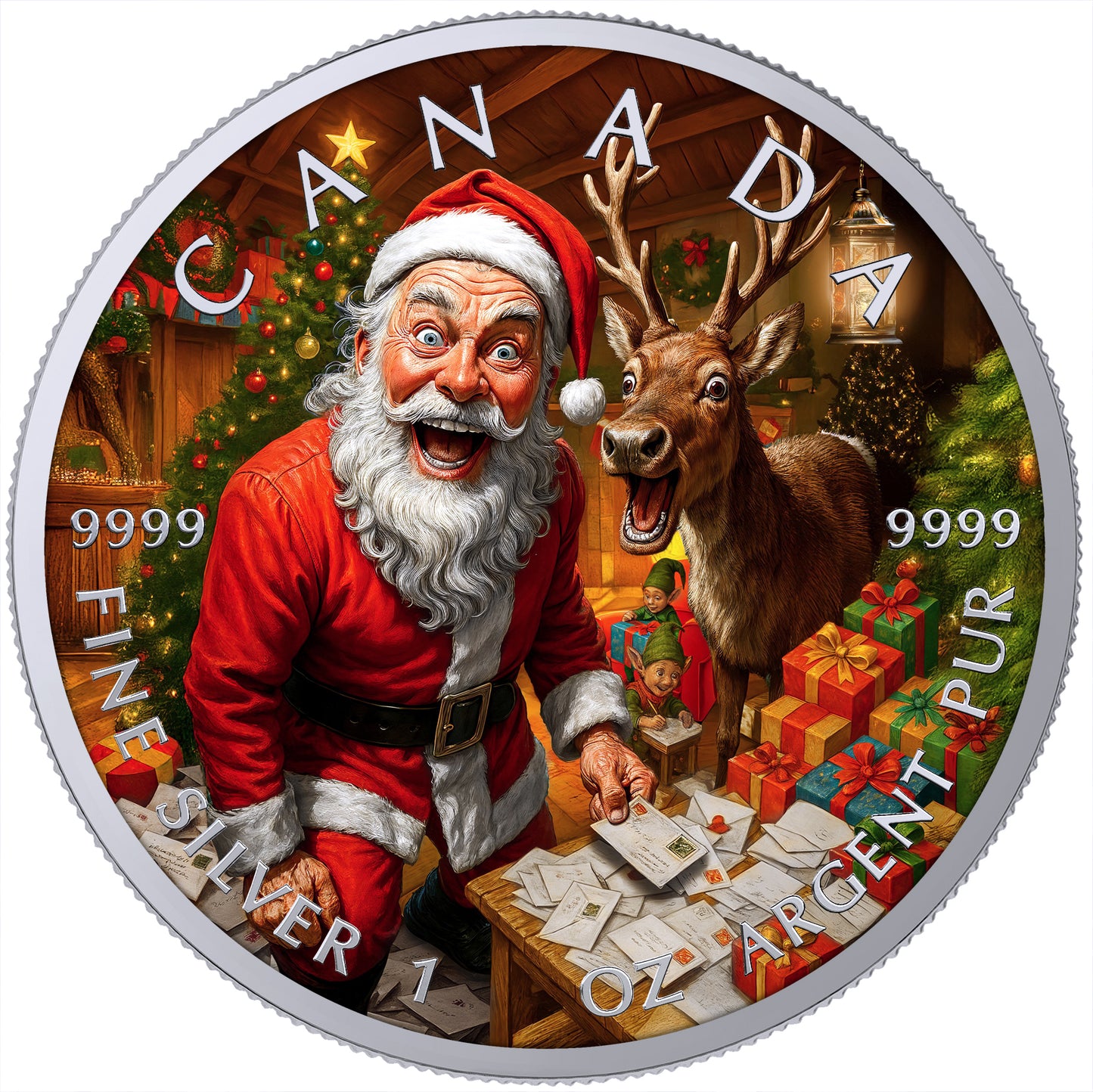 Canada 2025 - Santa & Reno - 1 oz Silbermünze Farbe***