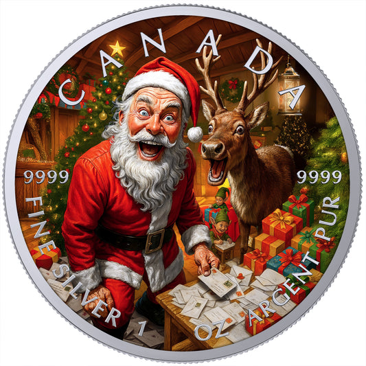 Canada 2025 - Santa & Reno - 1 oz Silbermünze Farbe***