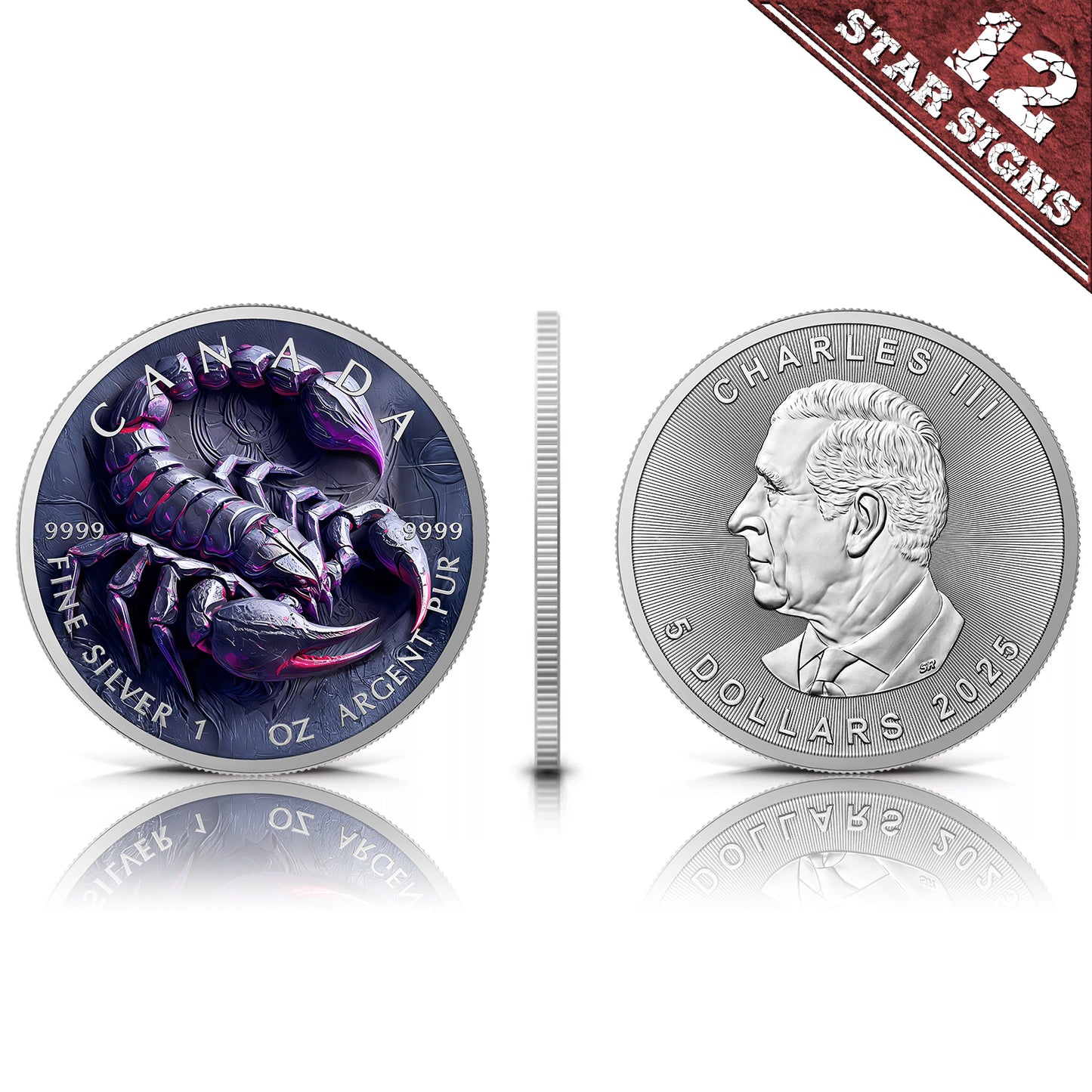 Canada 2025 - Stone Zodiac #Scorpio - 1 oz Silbermünze Farbe***