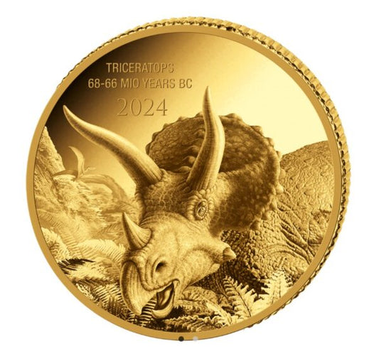 Goldmünze PP 0,5 Gramm 2024 – Prehistoric Life II – Triceratops**