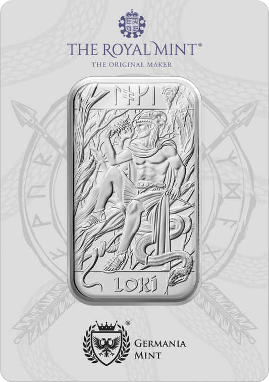 Norse Gods – 3. Ausgabe Loki - 1 oz Silberbarren The Royal Mint Germania Mint