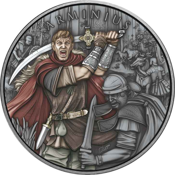 USA - Legendary Warriors - Arminius - 1 oz Silbermedaille Antik Farbe