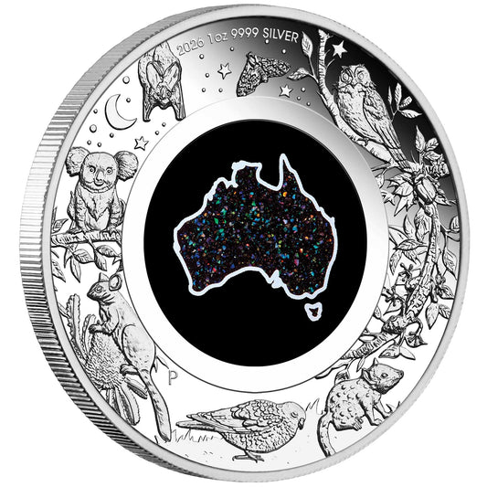 Great Southern Land - Nocturnal - 2026 - 1 oz Silbermünze Matrix Opal PP in Box