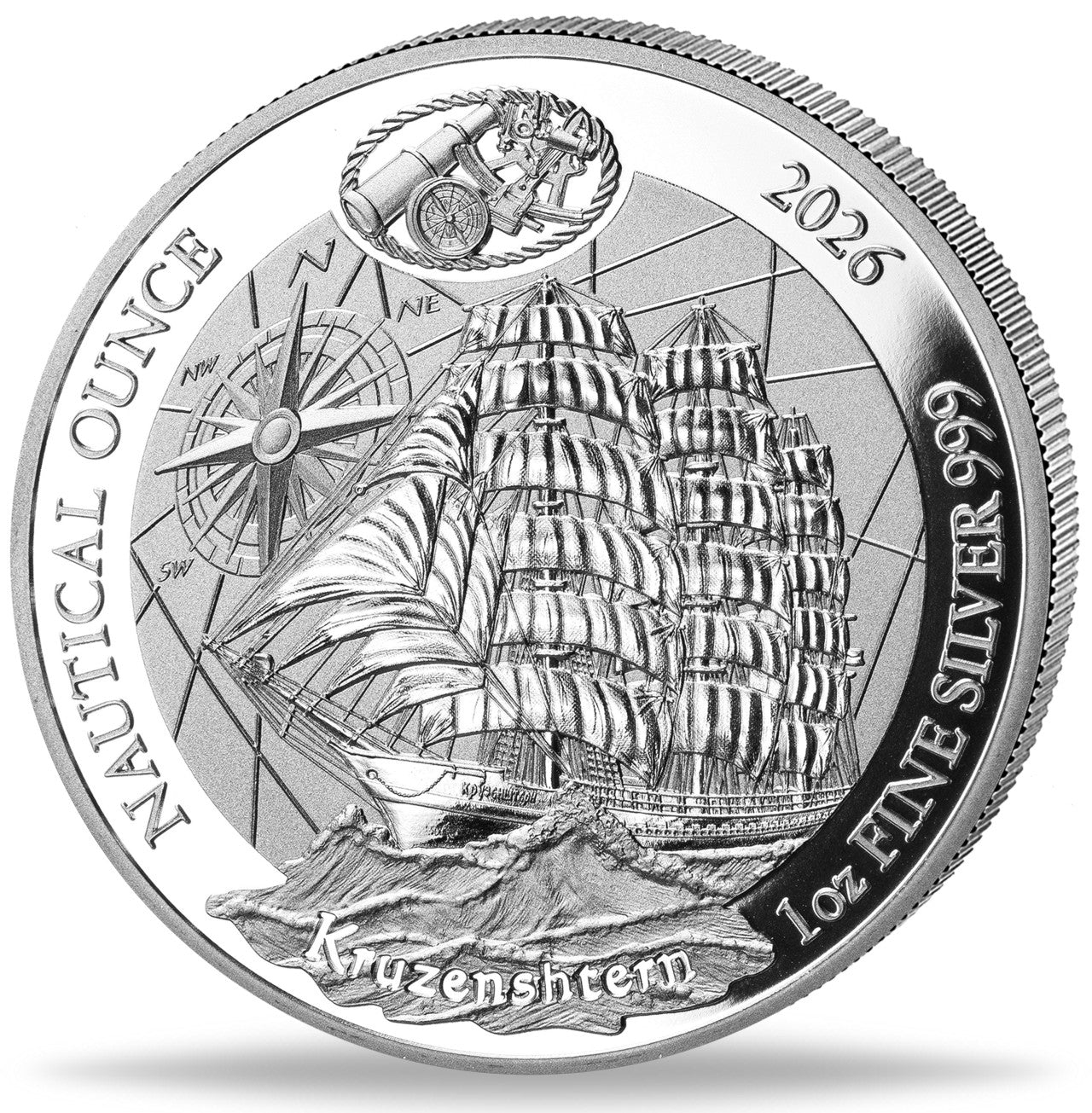 Ruanda Nautical Ounce - Kruzenshtern 2026 - 1 oz Silbermünze Polierte Platte in offizieller Box