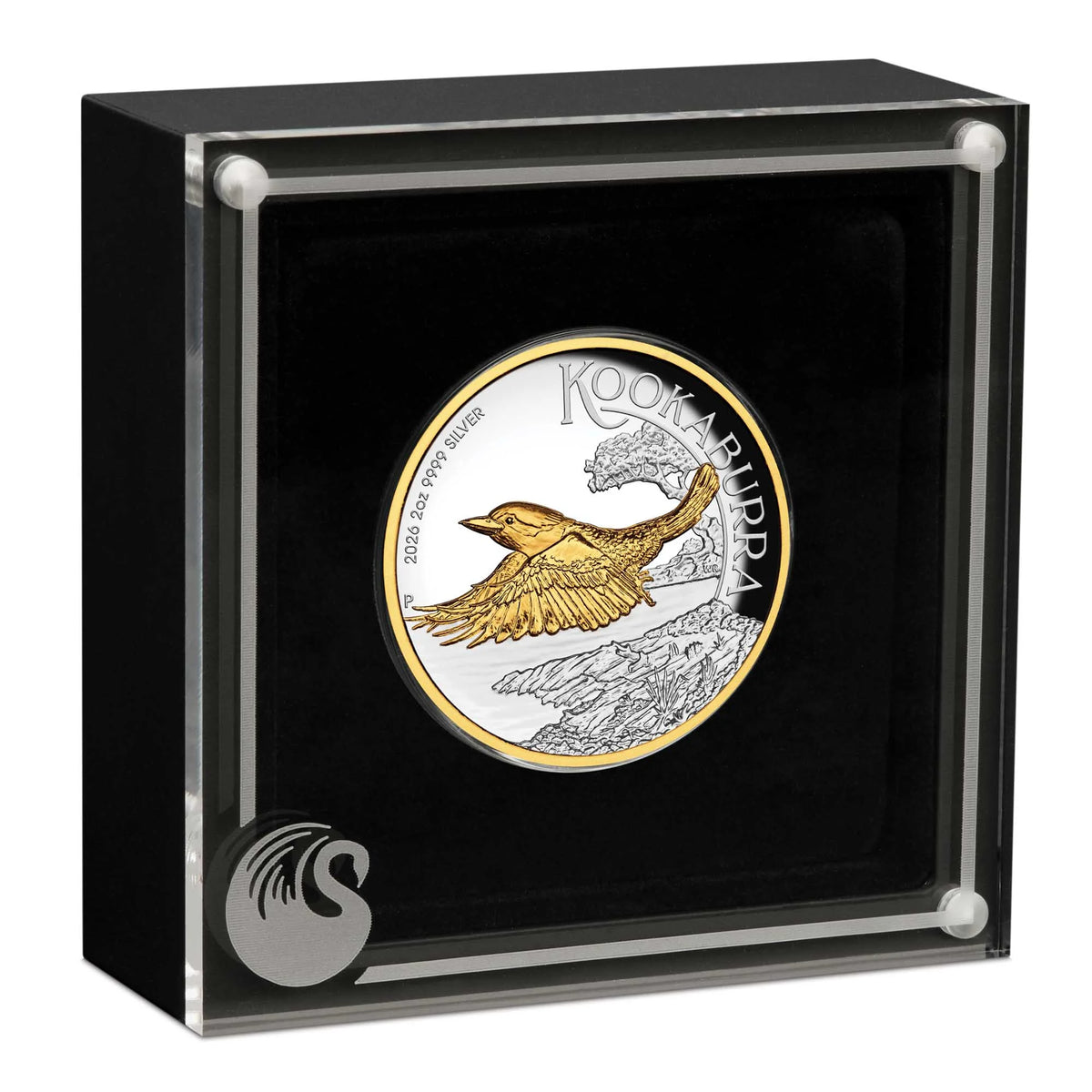 Kookaburra 2026 Gilded 2 oz Silbermünze Polierte Platte High Relief