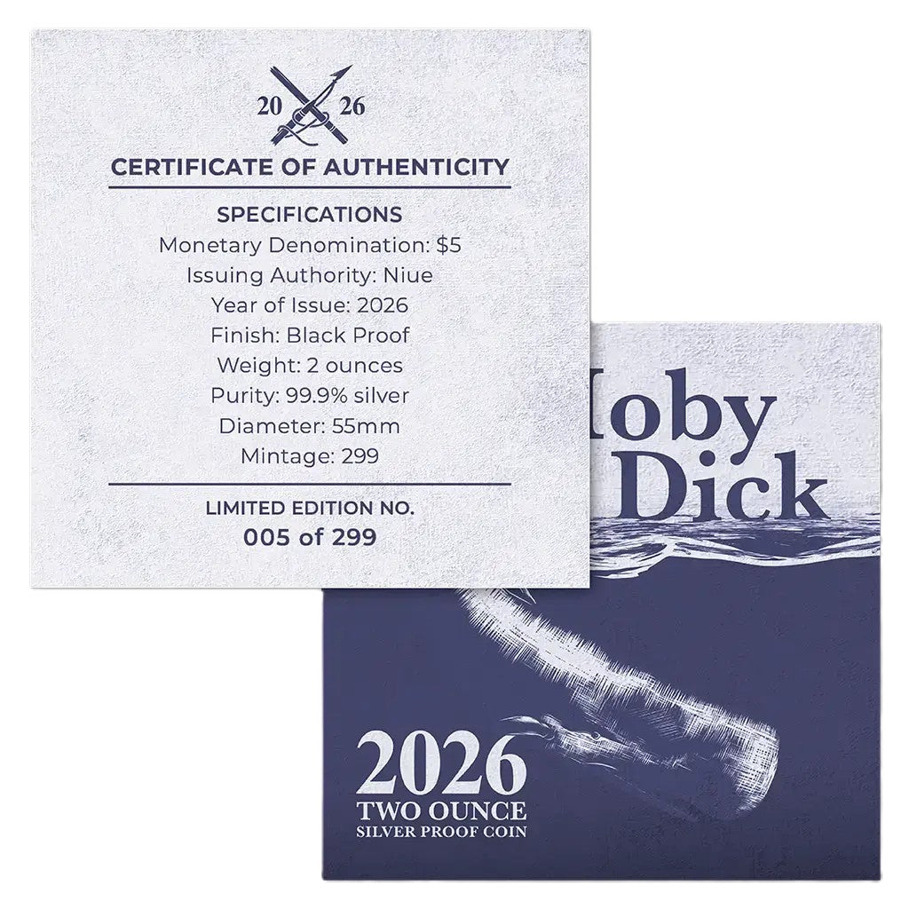 Niue Literatur Moby Dick 2026 - 2 oz - Black Proof - Silbermünze***