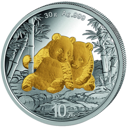 China Panda Gilded 2026 - 30 Gramm Silbermünze - 10 Yuan