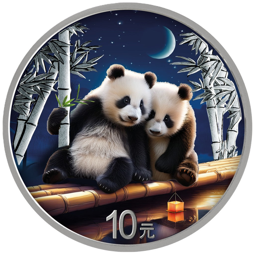 China Panda 2026 - 2 x 30 Gramm - Night and Day Farbe - Nacht und Tag Set - Silbermünze - 2 x 10 Yuan***