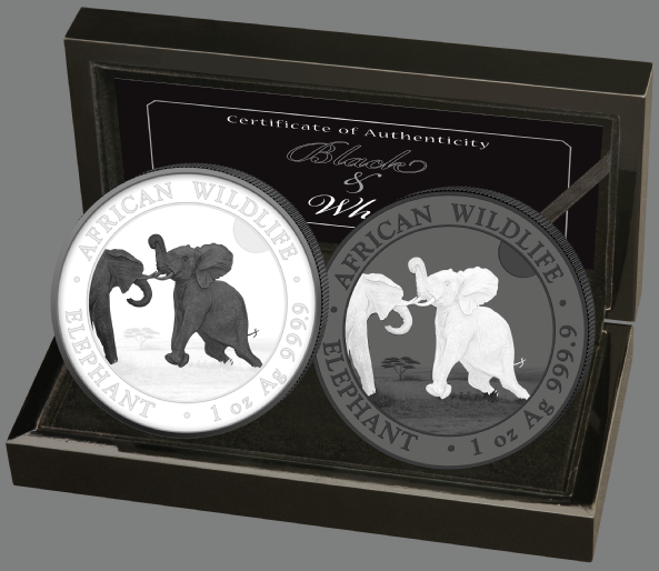 Somalia Elefant 2024 Black & White Set 2 x 1 oz Silbermünze