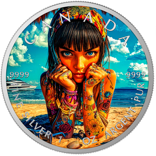 Canada 2025 - Tanning Tattoos - 1 oz Silbermünze Farbe***