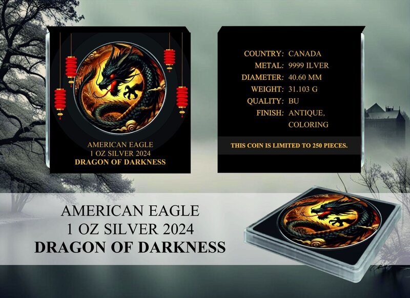 American Eagle Dragon of Darkness Color 1 oz Silbermünze 2024*