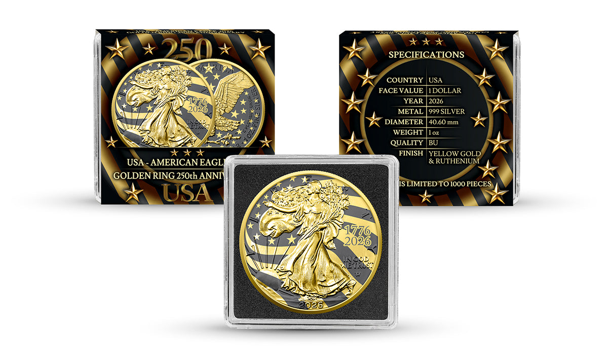 American Eagle 2026 - Golden Ring - 1 oz Silbermünze Ruthenium Gelbgold
