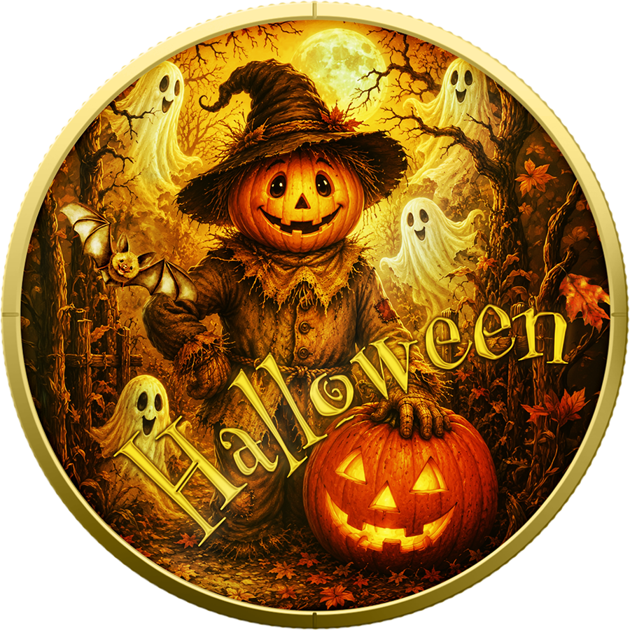Halloween - 1 oz Silbermedaille Gilded - Farbe