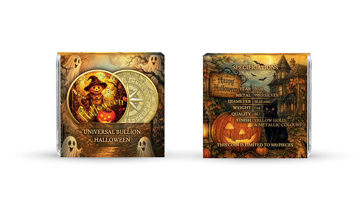 Halloween - 1 oz Silbermedaille Gilded - Farbe