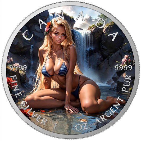 Canada 2025 - Waterfall Relaxing - 1 oz Silbermünze Farbe