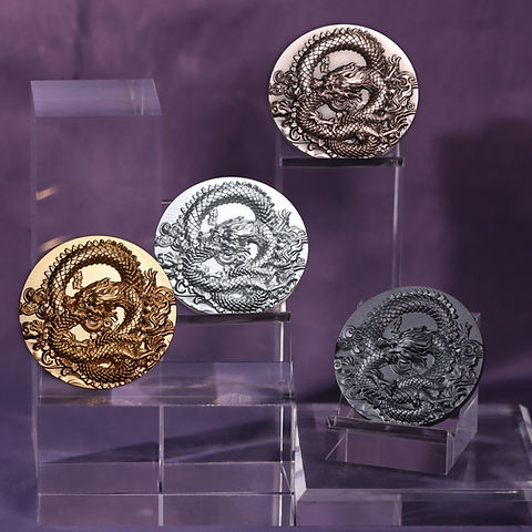 Chad 2024 9 Dragons 36 x 5oz UHR Silbermünzen Set Proof, Antik, Gilded, Black Plated, Seriennummer 050