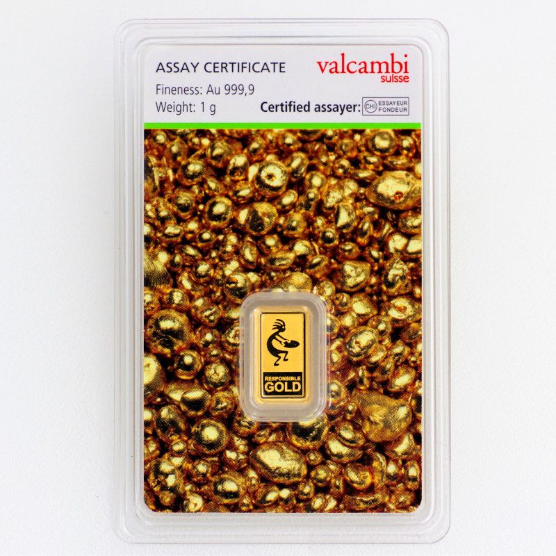 Goldbarren 1 Gramm Valcambi Auropelli 999 im Blister mit Zertifkat Responsible-Gold**
