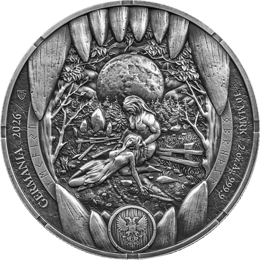 Germania Mint - Bödvar Saga - Loss 2026 - 2 oz Silbermünze UHR  AF UV