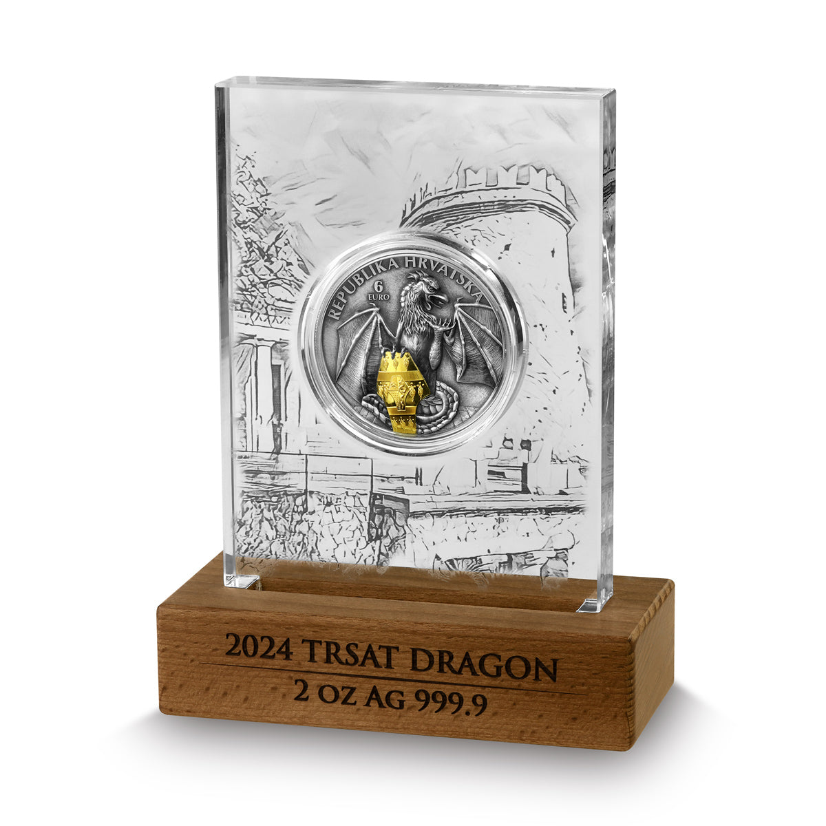 Trsat Dragon Germania Mint 2 oz Silbermünze BU Antique Finish