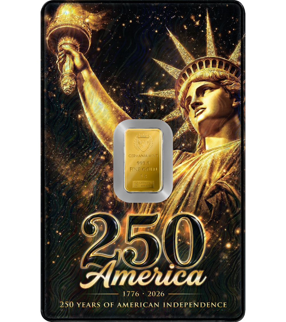 Germania Mint - Gold Minted Bar - American Independence - 1 Gramm Goldbarren im Safepack**