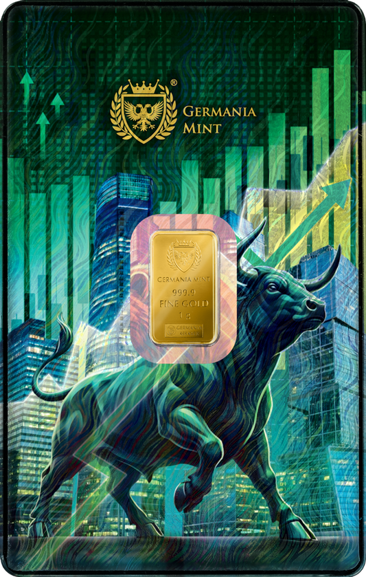 Germania Mint - Bull & Bear - Bulle und Bär - 1 Gramm Goldbarren im Safepack**